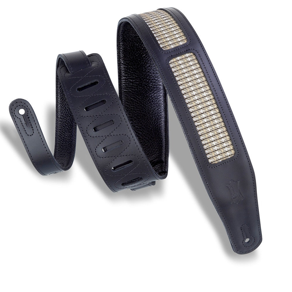 Levy's Leathers MCG26A-BLK-CHA Deluxe Series Amped Grill Cloth Guitar Strap