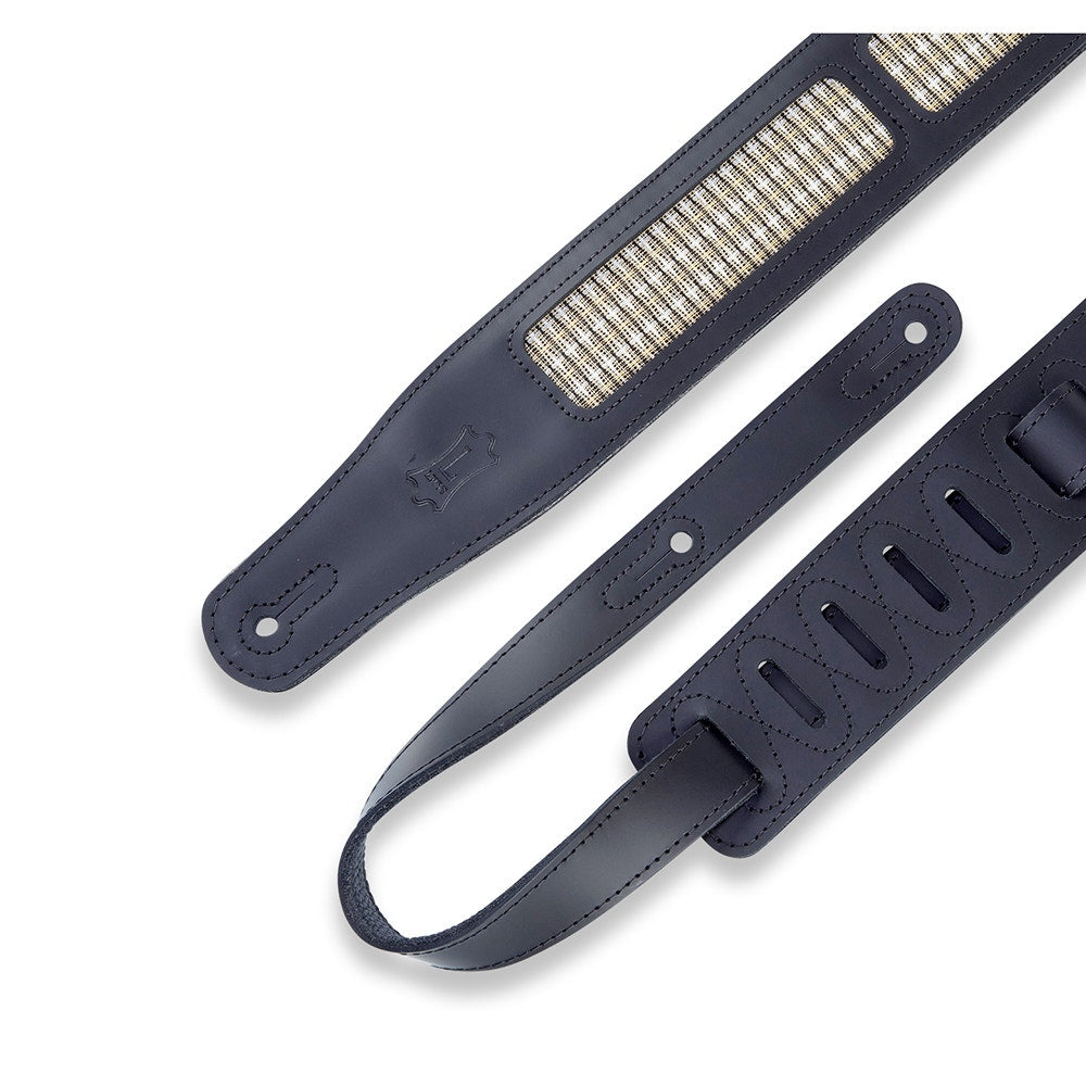 Levy's Leathers MCG26A-BLK-CHA Deluxe Series Amped Grill Cloth Guitar Strap