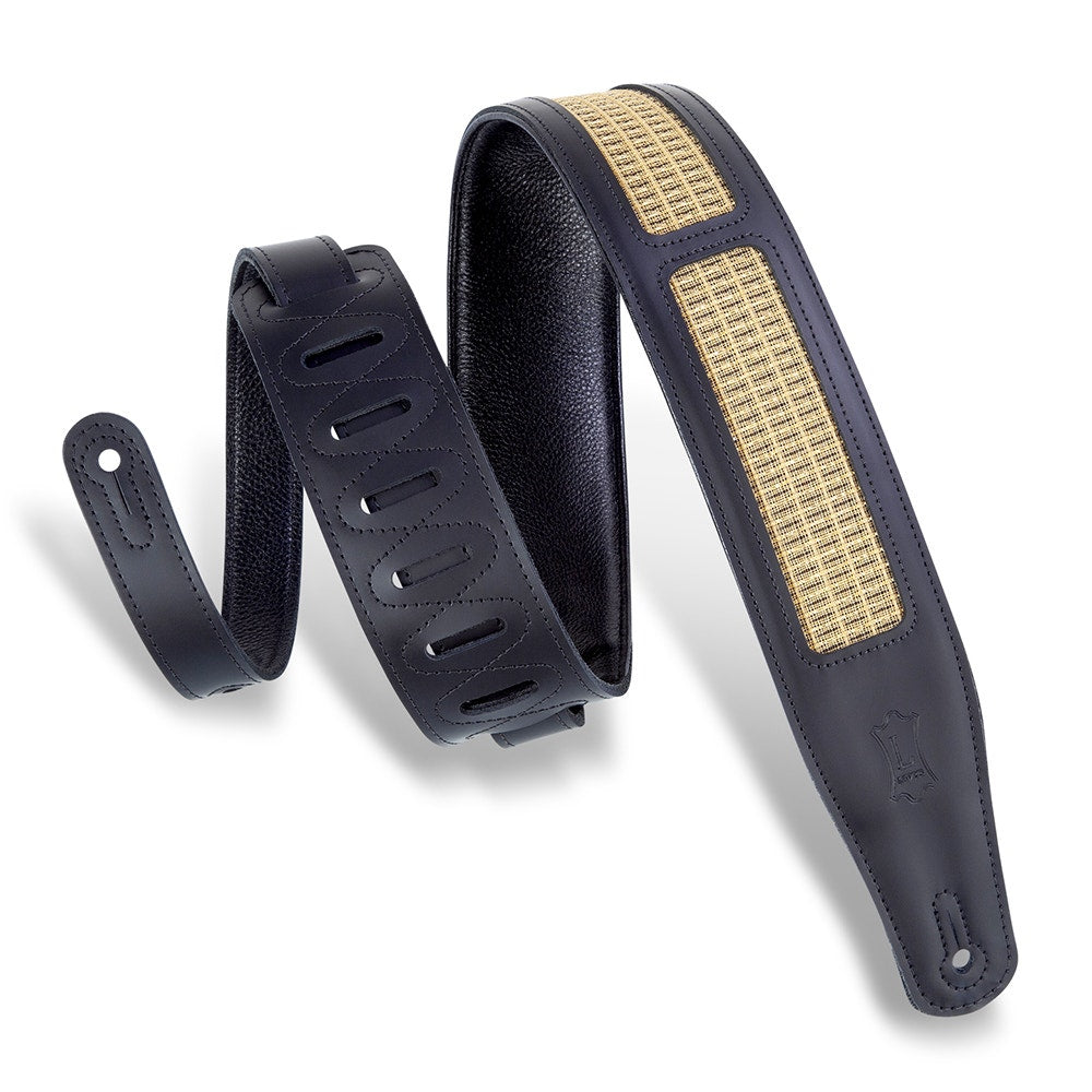 Levy's Leathers MCG26A-BLK-GLD Deluxe Series Amped Grill Cloth Guitar Strap
