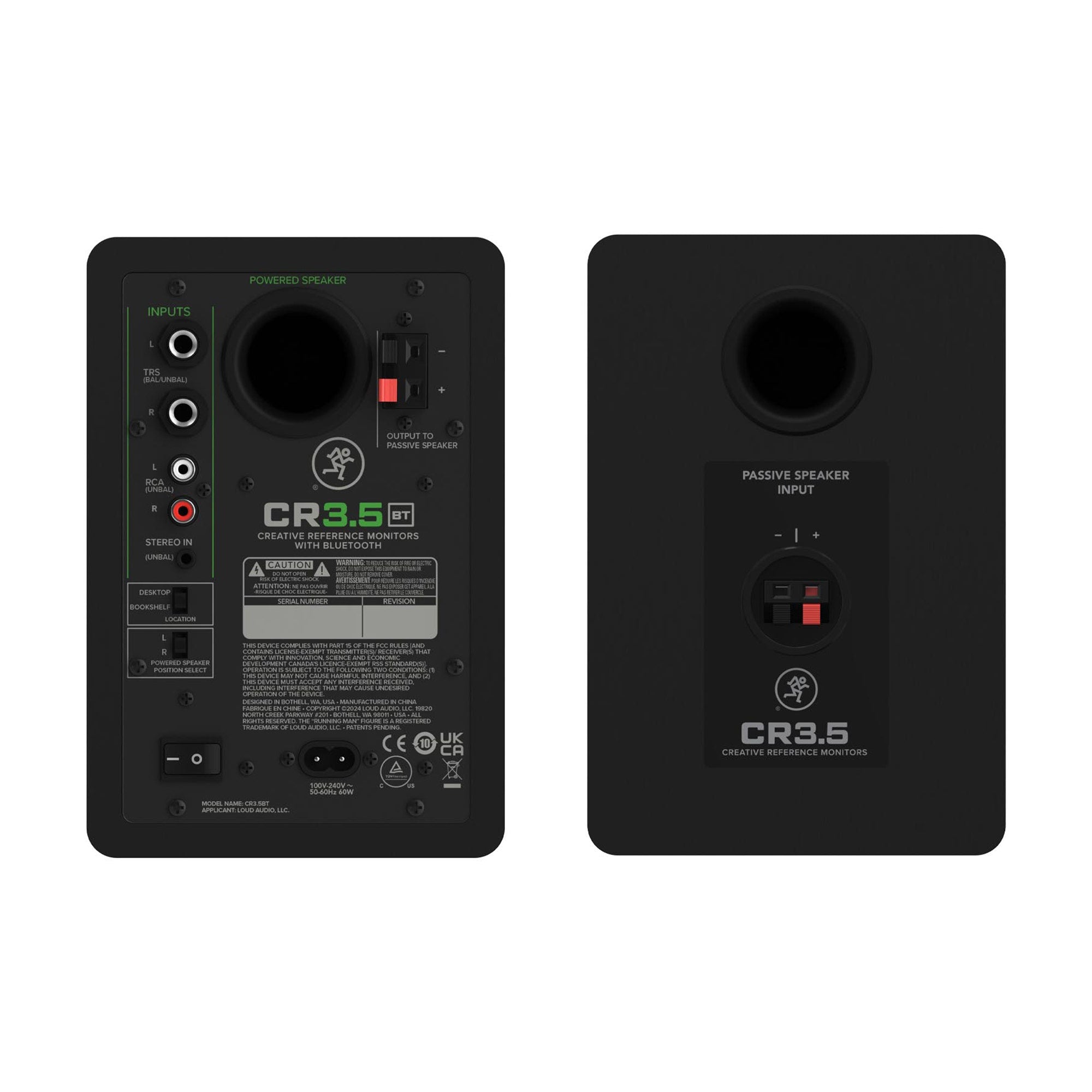 Mackie CR3.5BT Gen 3 3.5” Powered Studio Monitor Speakers with Tone Control and Bluetooth