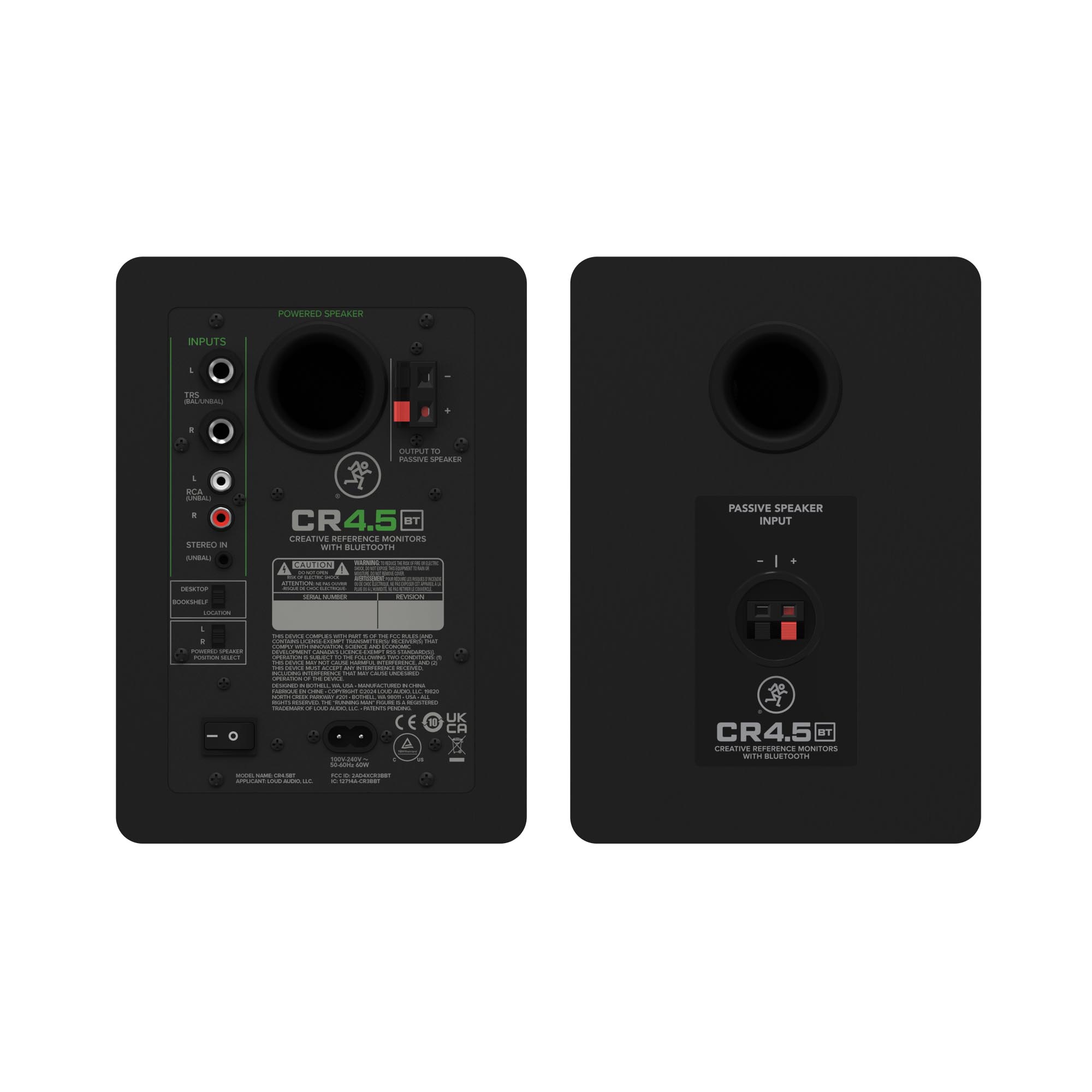 Mackie CR4.5BT Gen 3 4.5” Powered Studio Monitor Speakers with Tone Control and Bluetooth