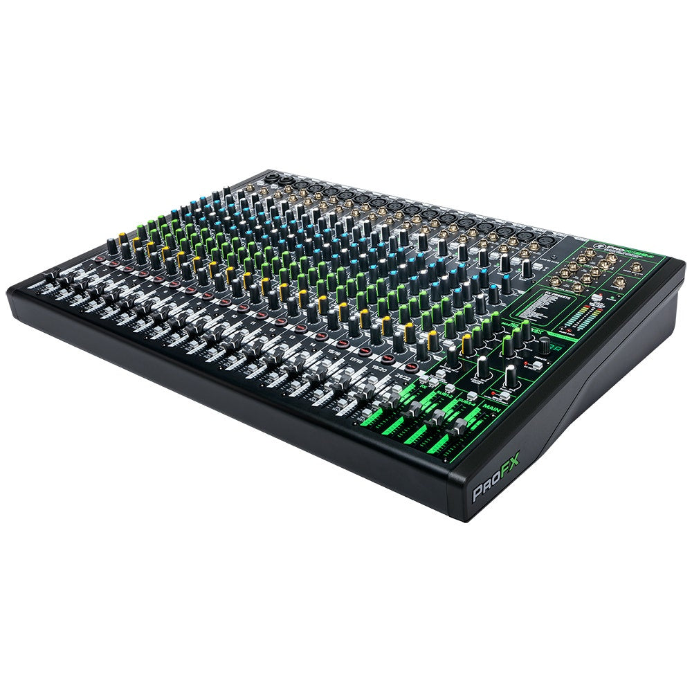Mackie ProFX22V3 Mixer, 17 Onyx Mic Pres, 12 Compressors, GigFX Effects Engine