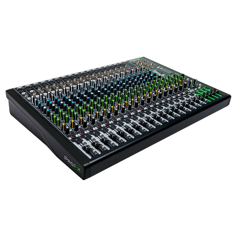 Mackie ProFX22V3 Mixer, 17 Onyx Mic Pres, 12 Compressors, GigFX Effects Engine