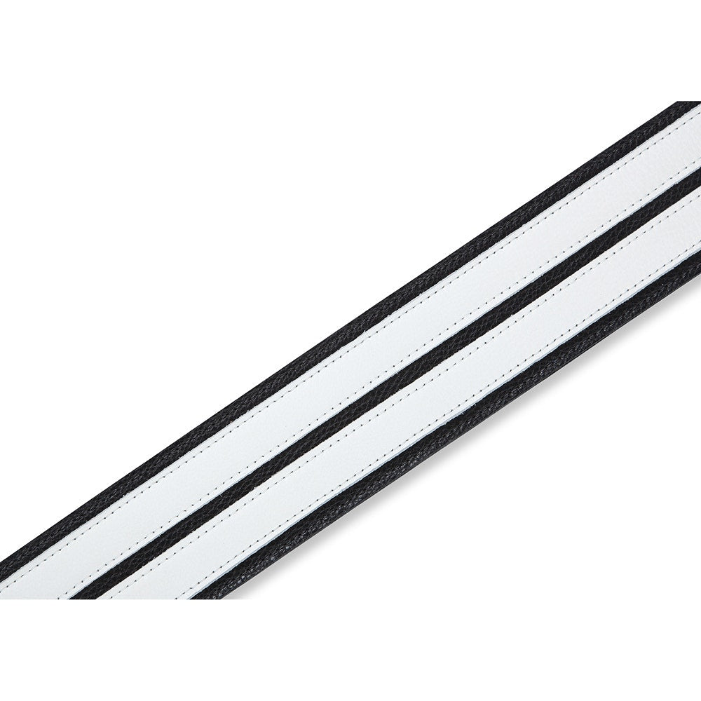 Levy's Leathers MG317DRS-BLK-WHT Rebel Series Double Racing Stripe Guitar Strap