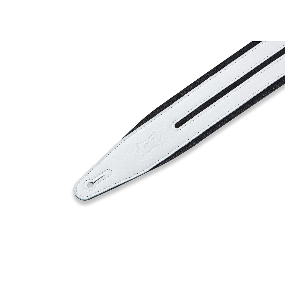 Levy's Leathers MG317DRS-BLK-WHT Rebel Series Double Racing Stripe Guitar Strap