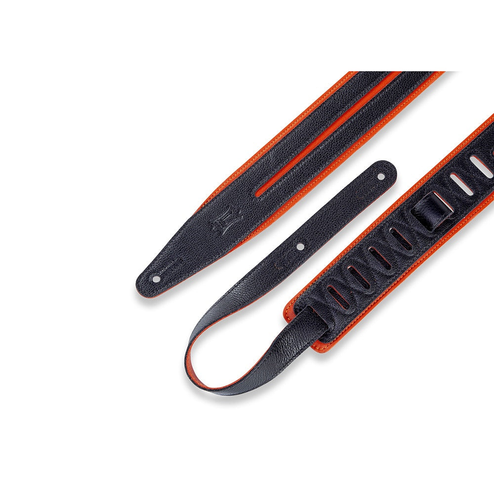 Levy's Leathers MG317DRS-ORG-BLK Rebel Series Double Racing Stripe Guitar Strap