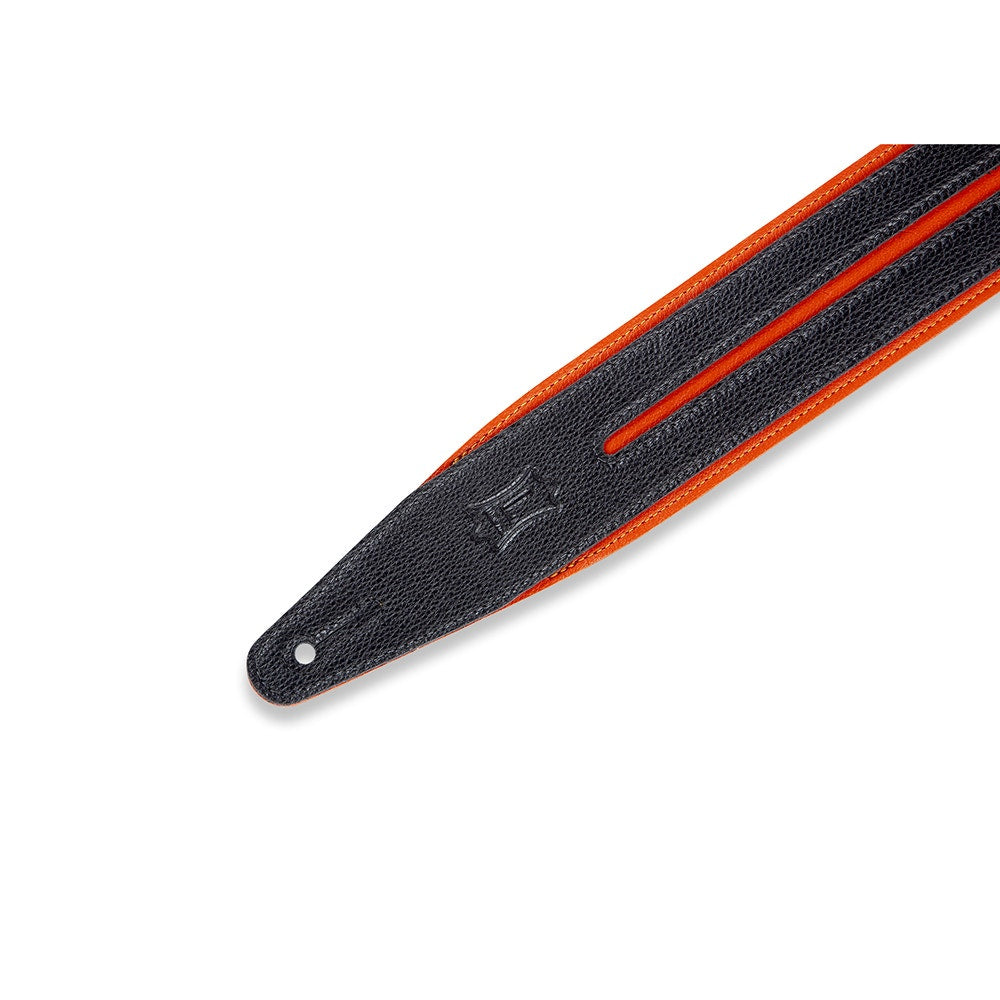 Levy's Leathers MG317DRS-ORG-BLK Rebel Series Double Racing Stripe Guitar Strap