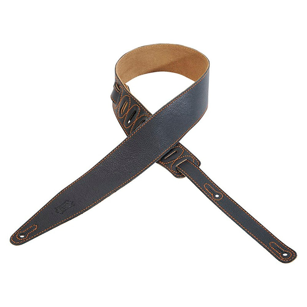 Levy's MG317WYT-BLK 2 1/2" Black Wyatt Series Designer Leather Guitar Strap
