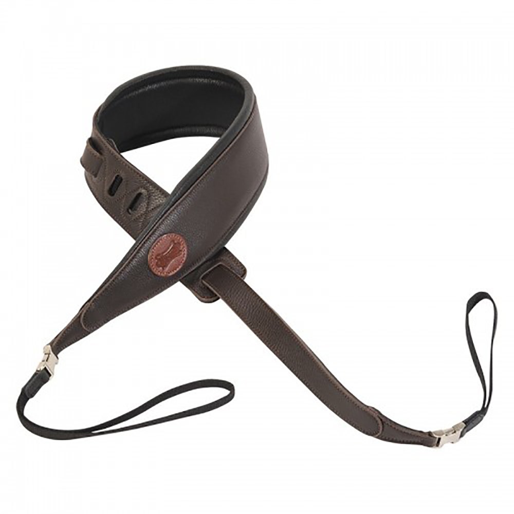 Levy's MGB2Q-DBR Dark Brown 3 1/4" Padded Leather Guitar Strap