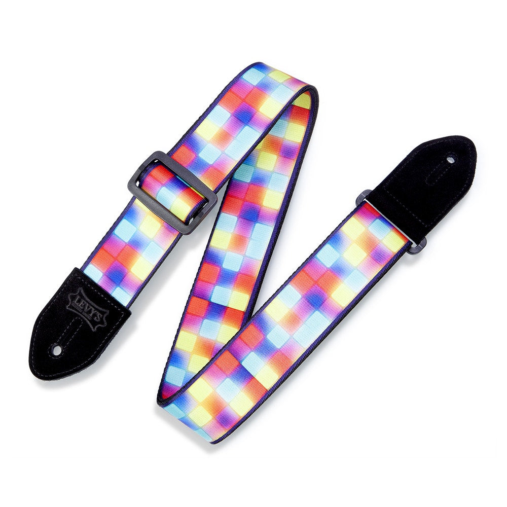 Levy's Leathers MP2-010 Print Series Neon Block Guitar Strap, Multicolor