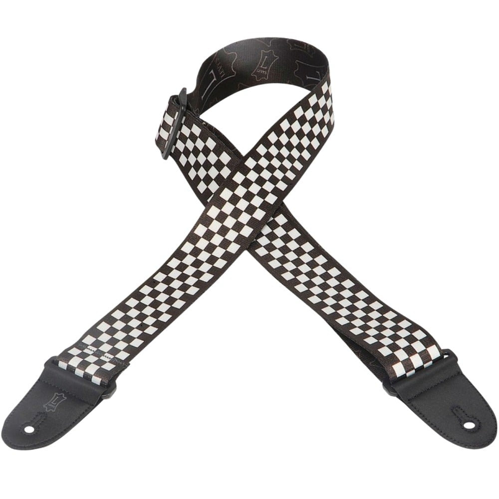 Levy's MP28 2" Polyester Guitar Strap with Black & White Checkered Graphic Design