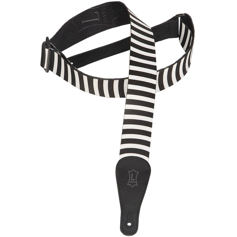 Levy's MPS2-064 2" Sonic-Art Polyester Guitar Strap with Black and White Stripes Graphic Design