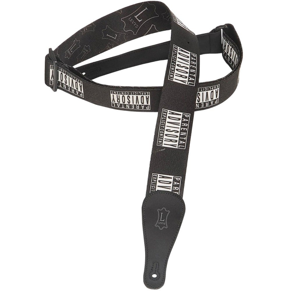 Levy's MPS2-065 2" Sonic-Art Polyester Guitar Strap with Parental Advisory Sticker Graphic Design