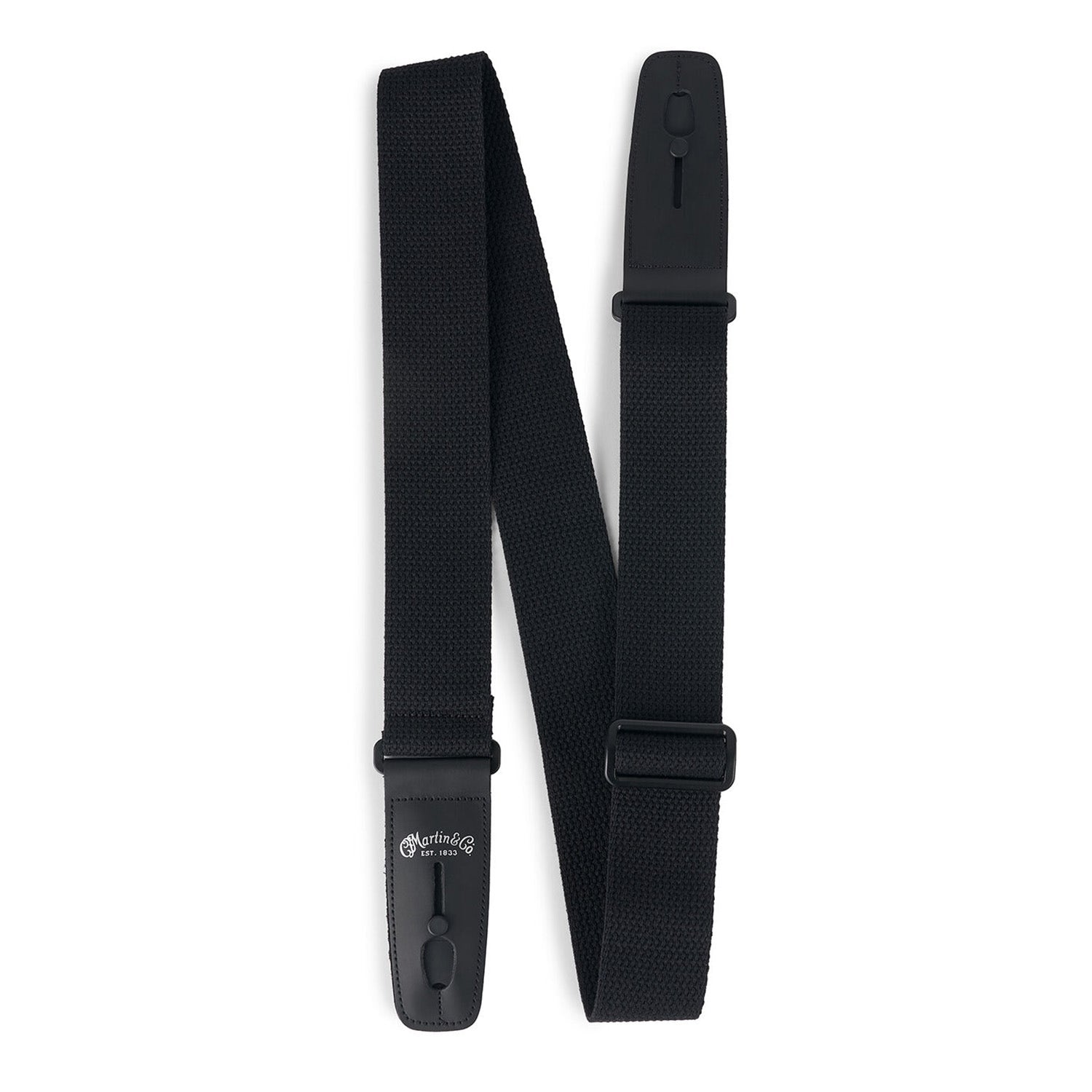 Martin Cotton Weave Lock-It Locking Guitar Strap, Black Cotton