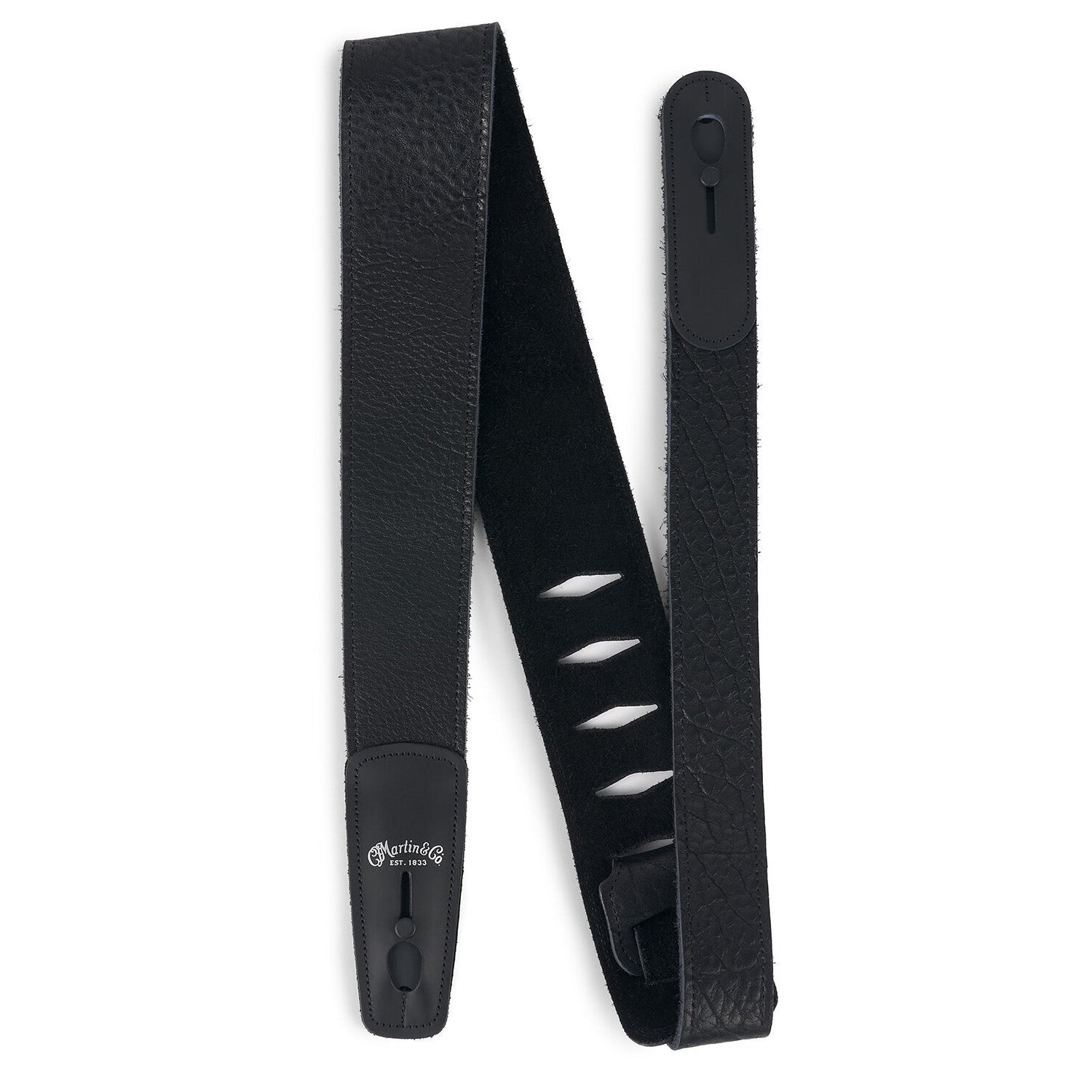 Martin Buffalo Leather Lock-It Locking Guitar Strap, Black