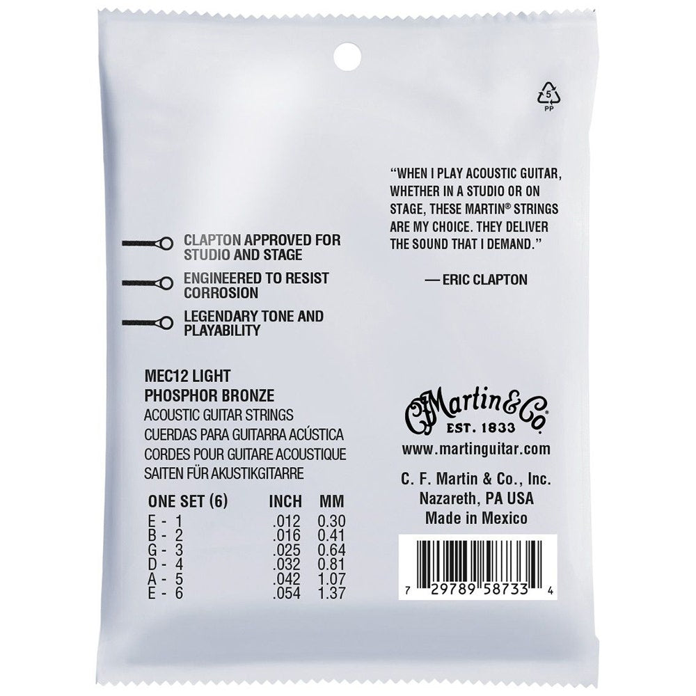 Martin MEC Clapton's Choice Phos Bronze Acoustic Guitar Strings MEC12 Light 12-54