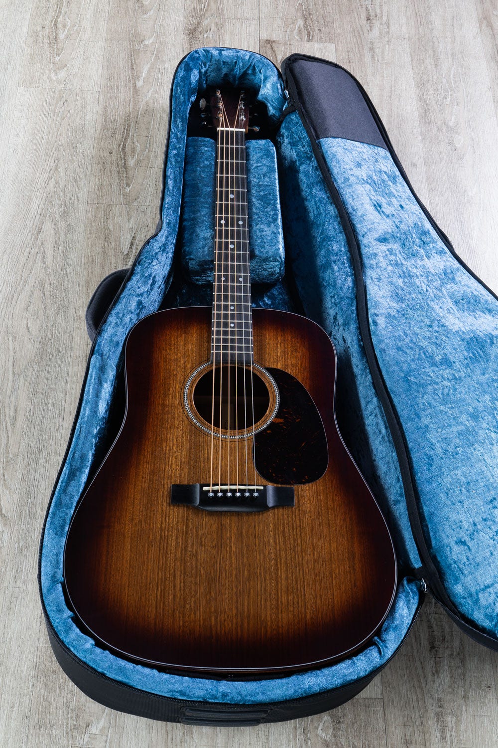 Martin D-16E Burst Acoustic Electric Guitar, All Ovangkol Body, Mahogany Burst Finish