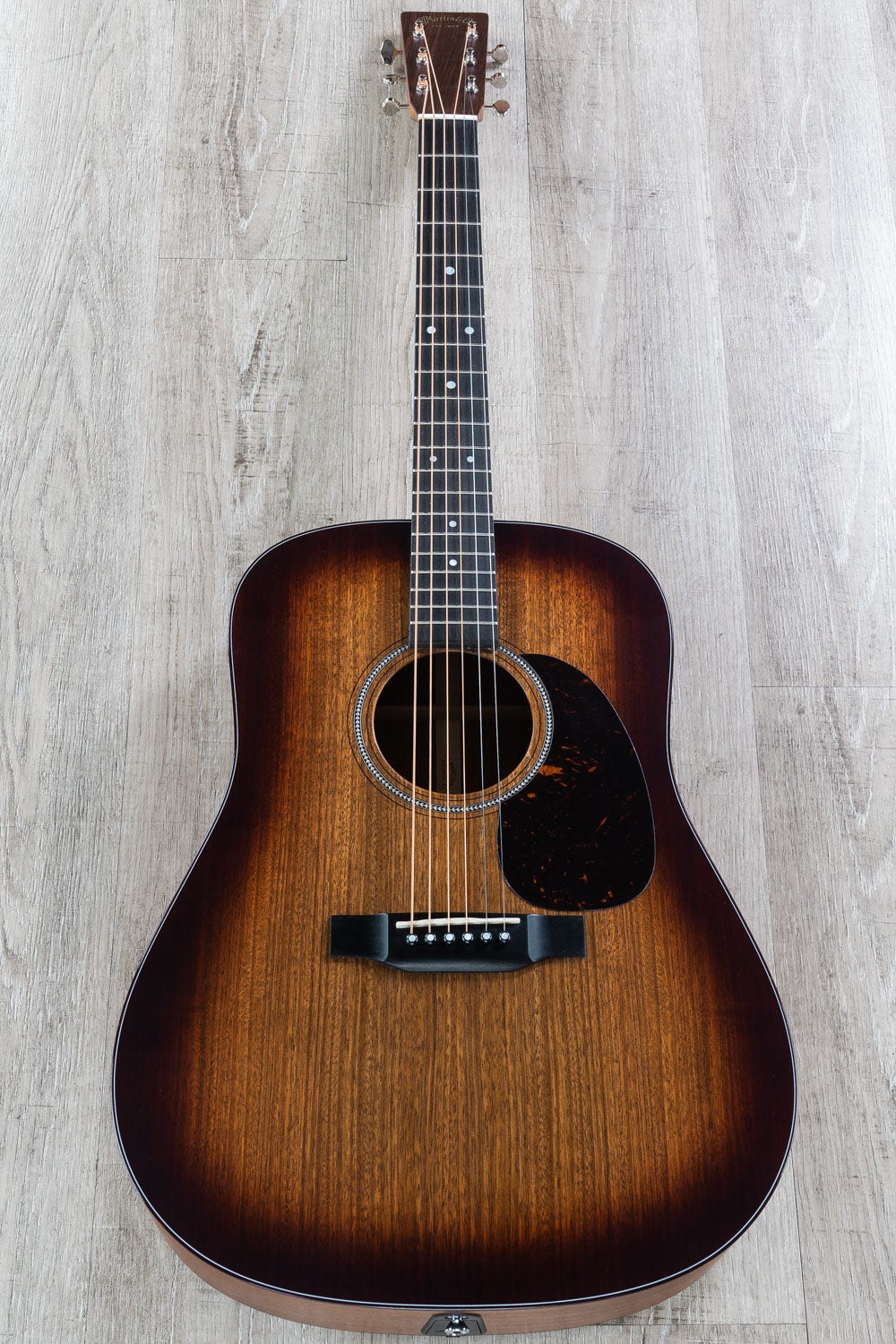 Martin D-16E Burst Acoustic Electric Guitar, All Ovangkol Body, Mahogany Burst Finish