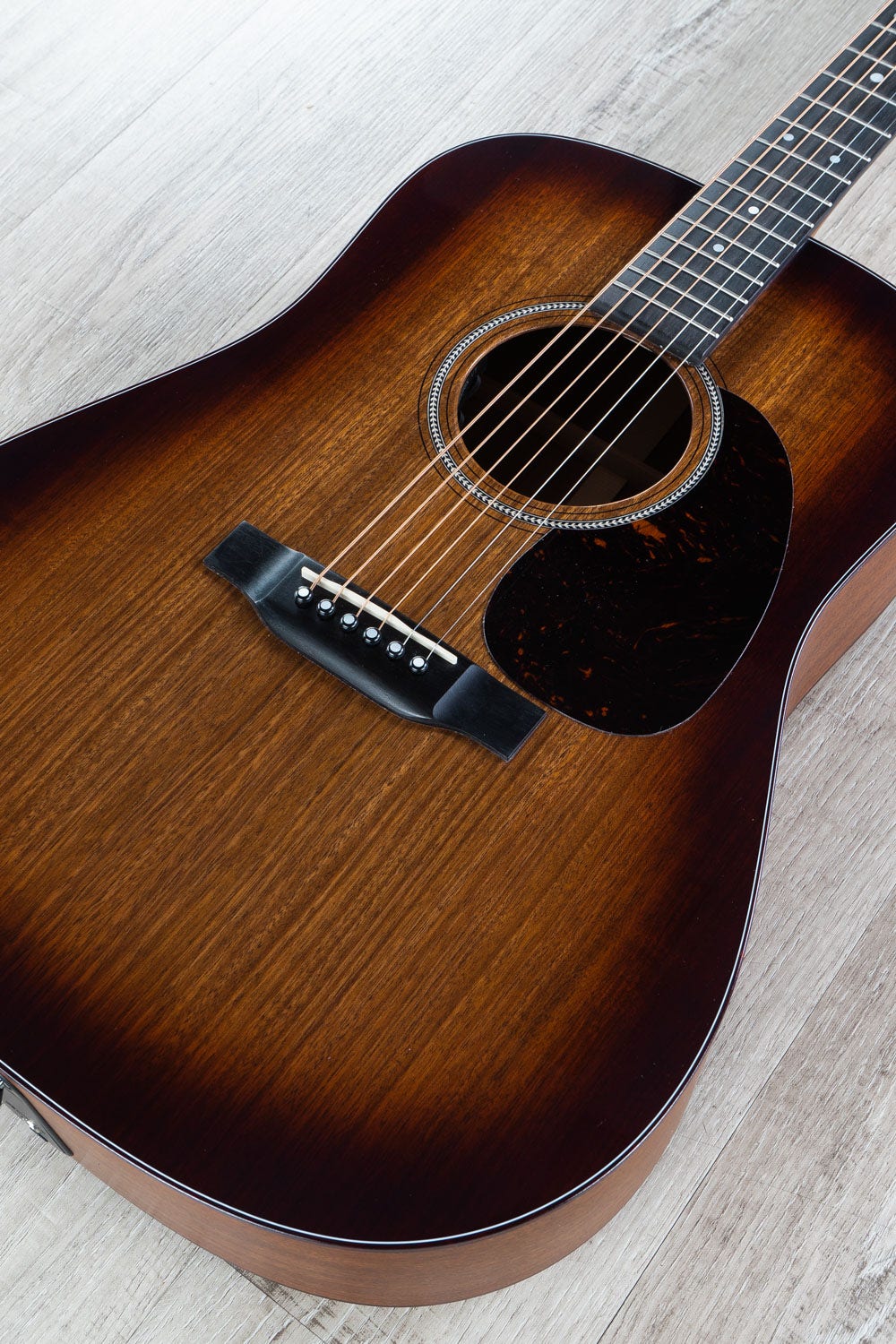 Martin D-16E Burst Acoustic Electric Guitar, All Ovangkol Body, Mahogany Burst Finish