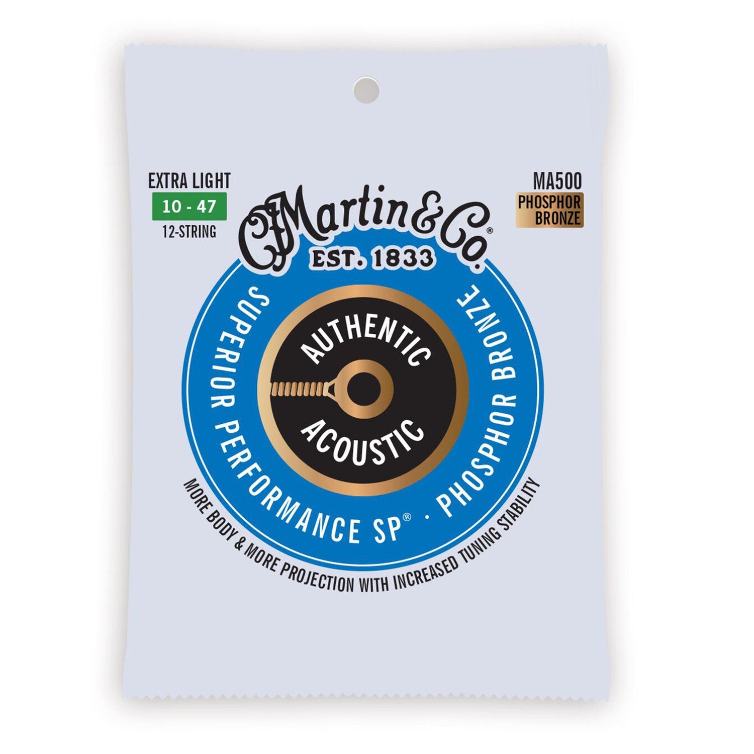 Martin MA500 SP Phosphor Bronze 12-String Acoustic Guitar Strings, Extra Light