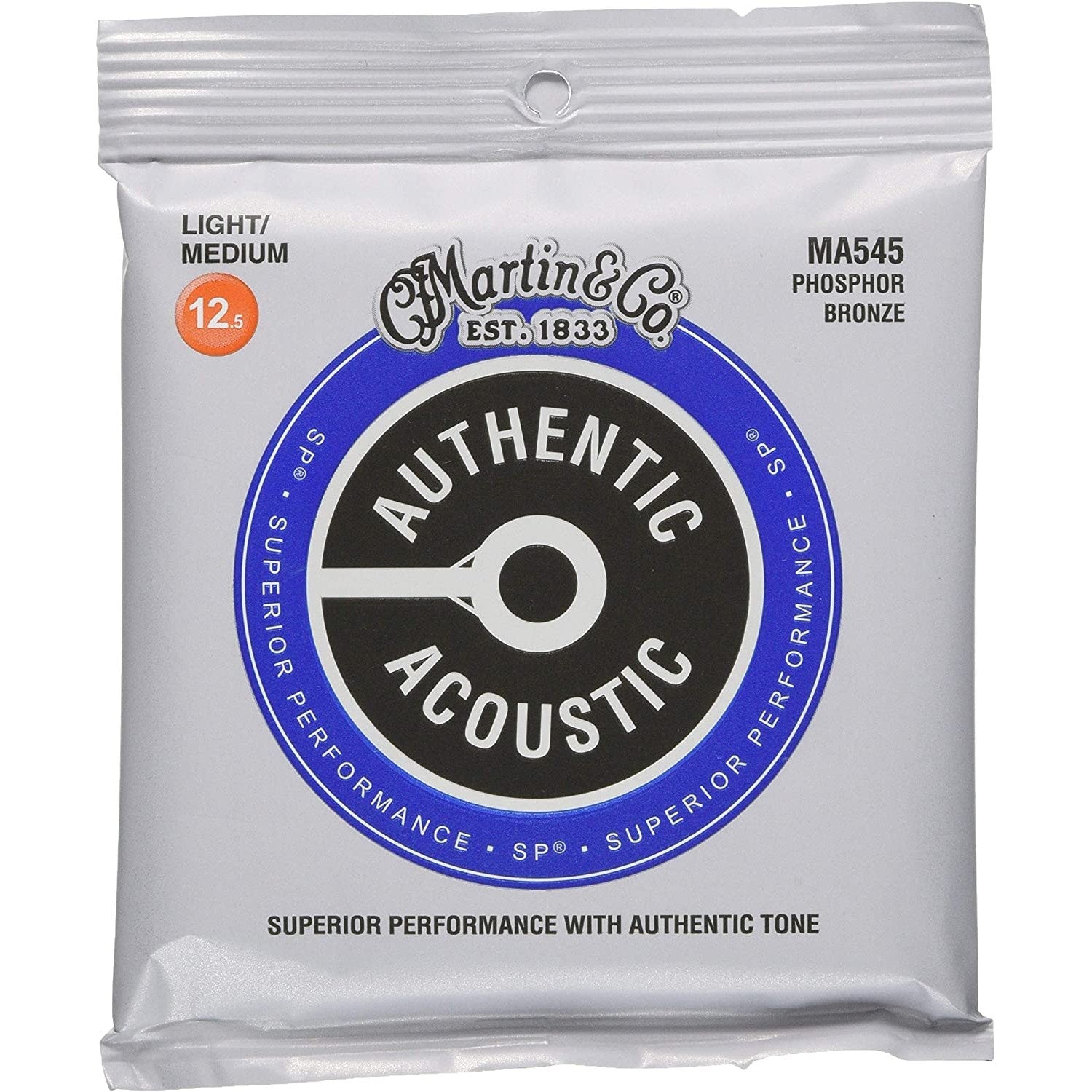 Martin MA545 Authentic Acoustic SP 92/8 Phosphor Bronze Guitar Strings, 12.5-55