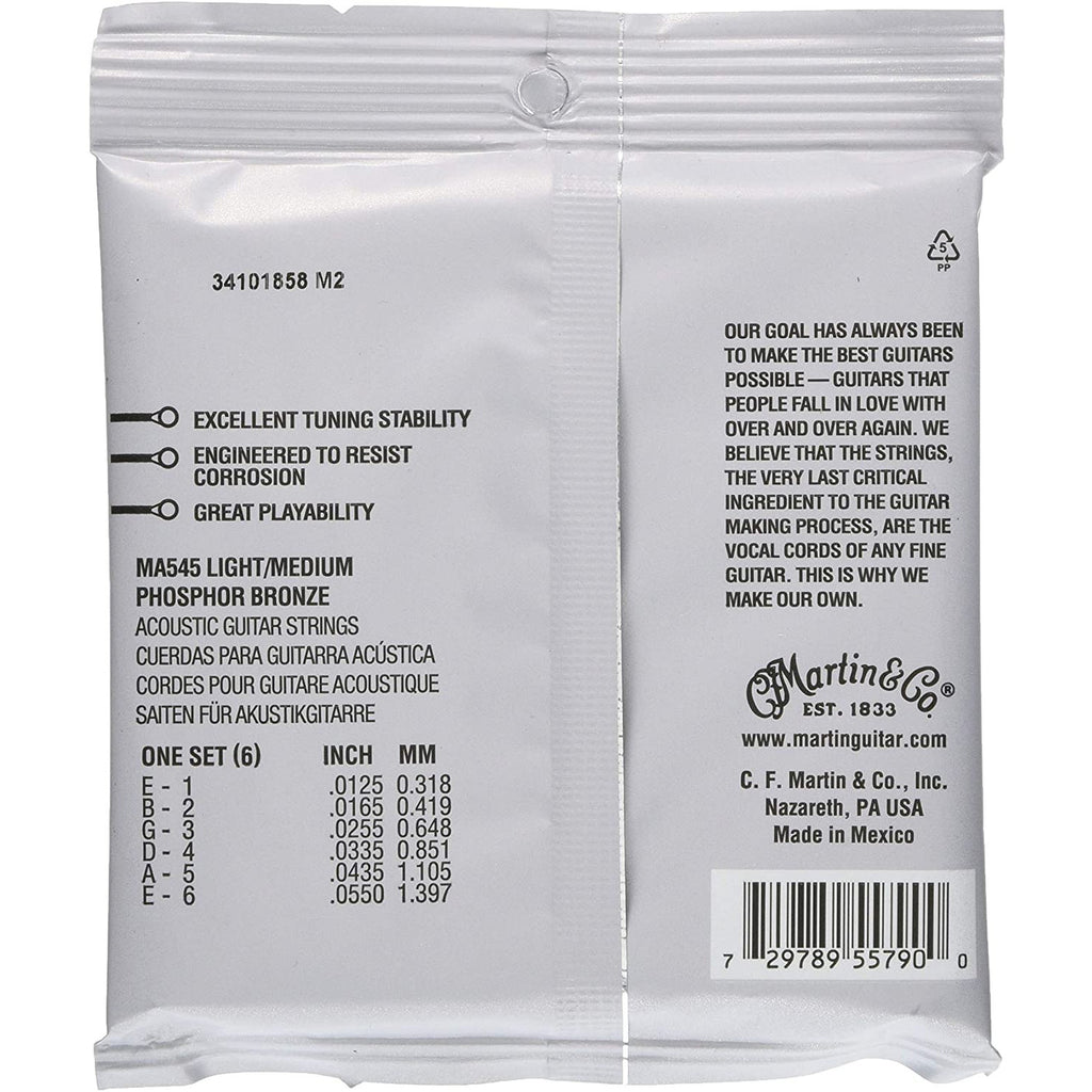 Martin MA545 Authentic Acoustic SP 92/8 Phosphor Bronze Guitar Strings, 12.5-55