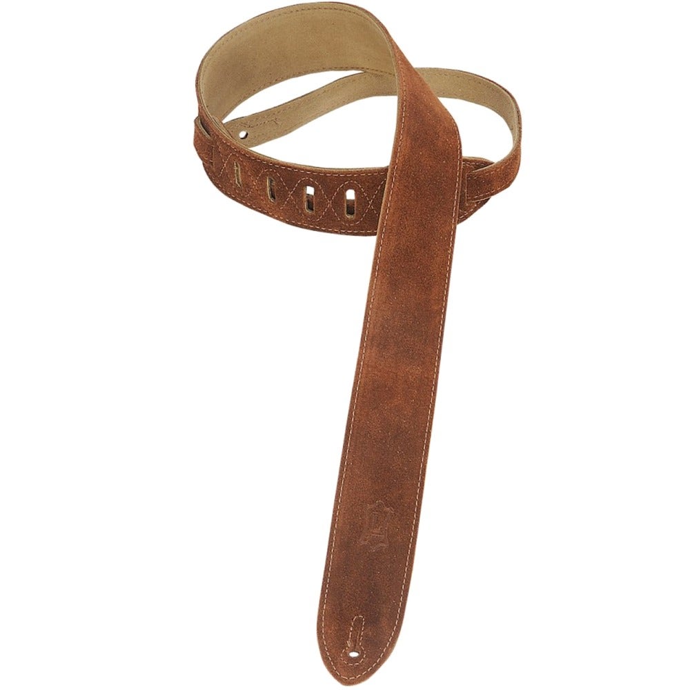 Levy's MS12 2" Brown Suede Guitar or Bass Strap with Suede Backing 37"-54"