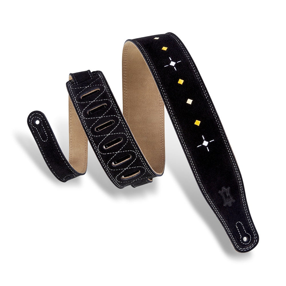 Levy's Leathers MS26DDE-BLK Deluxe Series Diamond Dash Guitar Strap