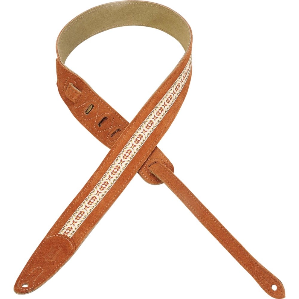 Levy's MSJ1-CPR 1-1/2" Wide Suede Guitar or Bass Strap with Jacquard Applique in Copper