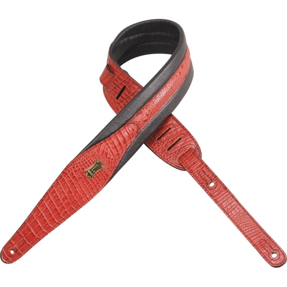 Levy's MSS100CR Red 2-1/2" Imitation Crocodile Leather Guitar or Bass Strap