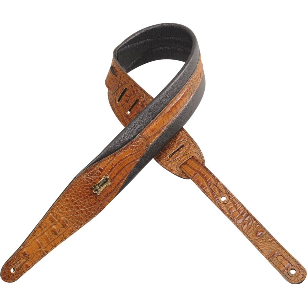 Levy's MSS100CR Tan 2-1/2" Imitation Crocodile Leather Guitar or Bass Strap
