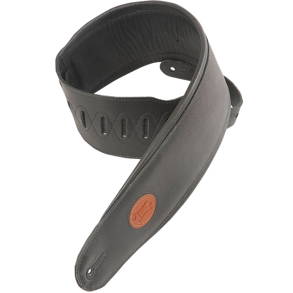 Levy's MSS2-4 4-1/2" Wide Garment Leather Bass Guitar Strap with Foam Padding Black