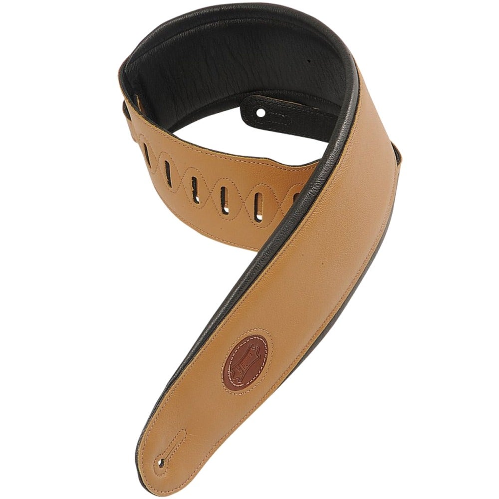 Levy's MSS2-4 4-1/2" Wide Garment Leather Bass Strap with Foam Padding Tan