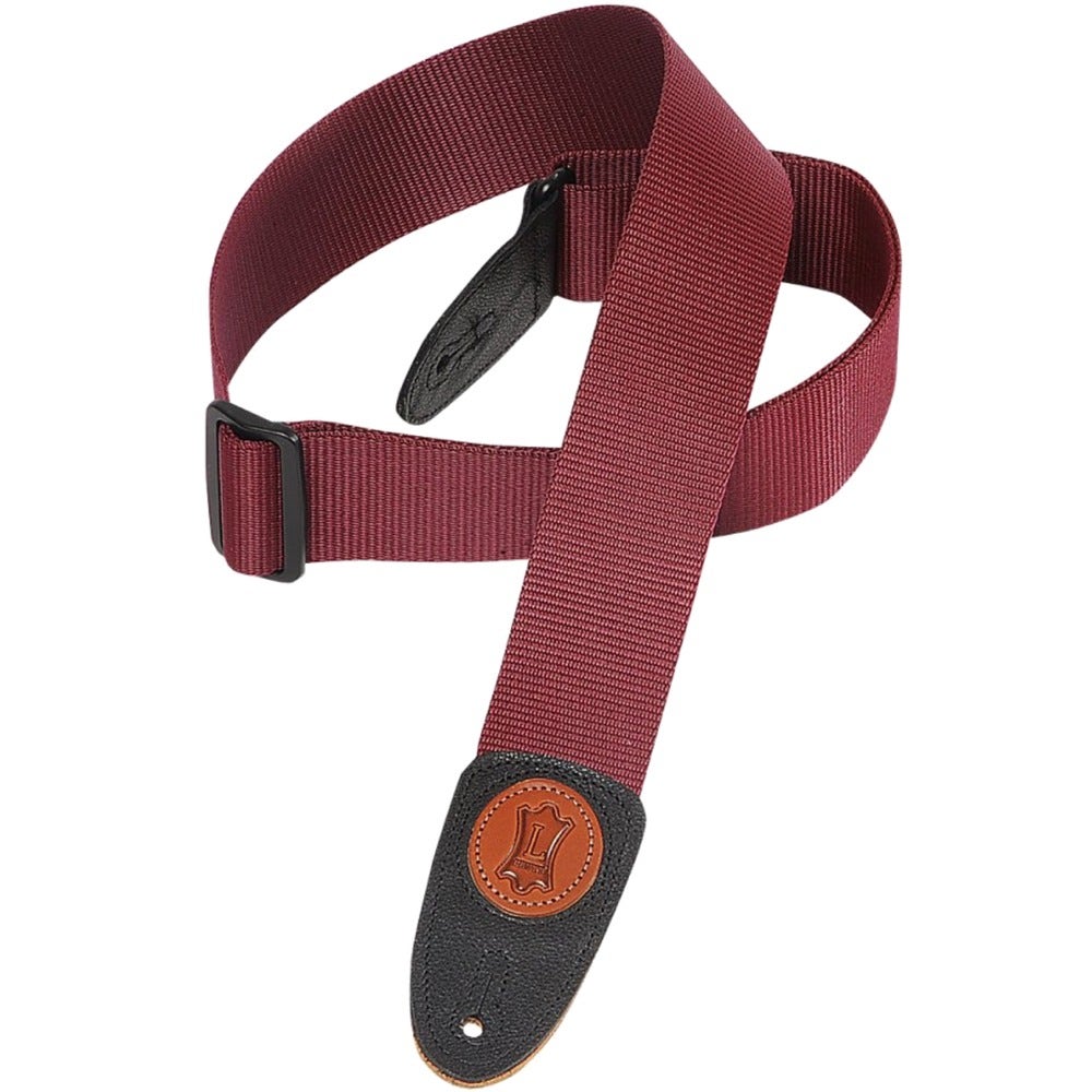 Levy's MSS8 2" Signature Series Soft-hand Polypropylene Guitar Strap with Leather Ends Burgundy