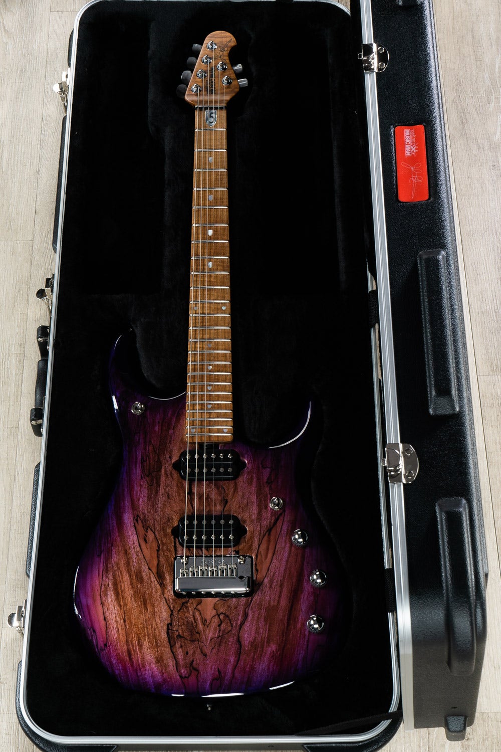 Ernie Ball Music Man BFR John Petrucci JP15 Electric Guitar, Purple Sunset, Spalted Maple Top