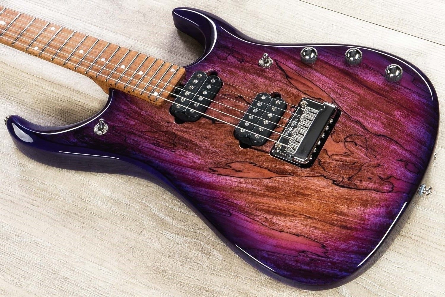 Ernie Ball Music Man BFR John Petrucci JP15 Electric Guitar, Purple Sunset, Spalted Maple Top