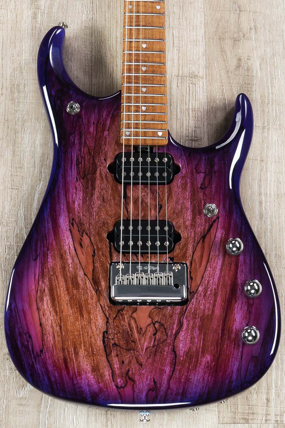 Ernie Ball Music Man BFR John Petrucci JP15 Electric Guitar, Purple Sunset, Spalted Maple Top