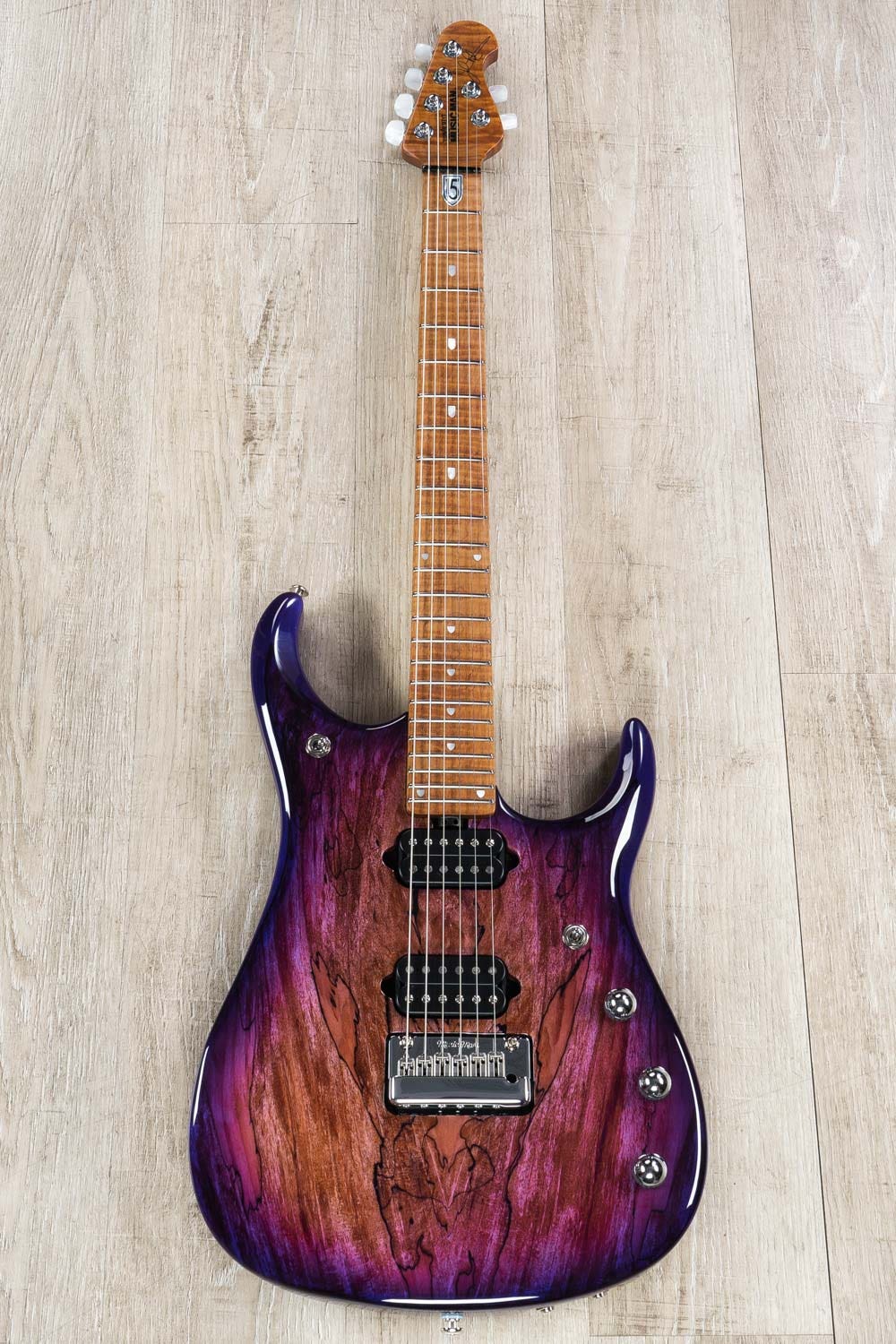 Ernie Ball Music Man BFR John Petrucci JP15 Electric Guitar, Purple Sunset, Spalted Maple Top