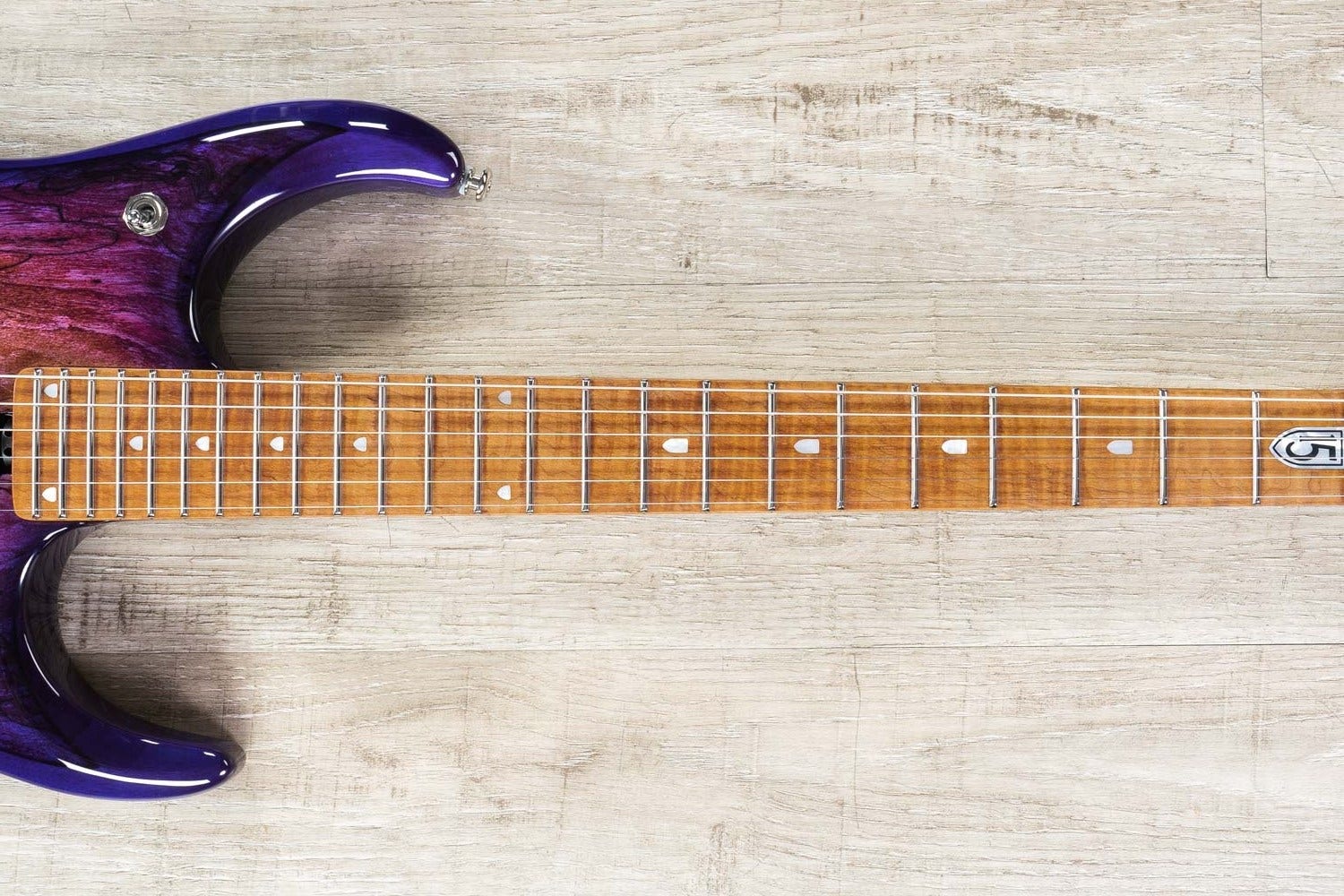 Ernie Ball Music Man BFR John Petrucci JP15 Electric Guitar, Purple Sunset, Spalted Maple Top