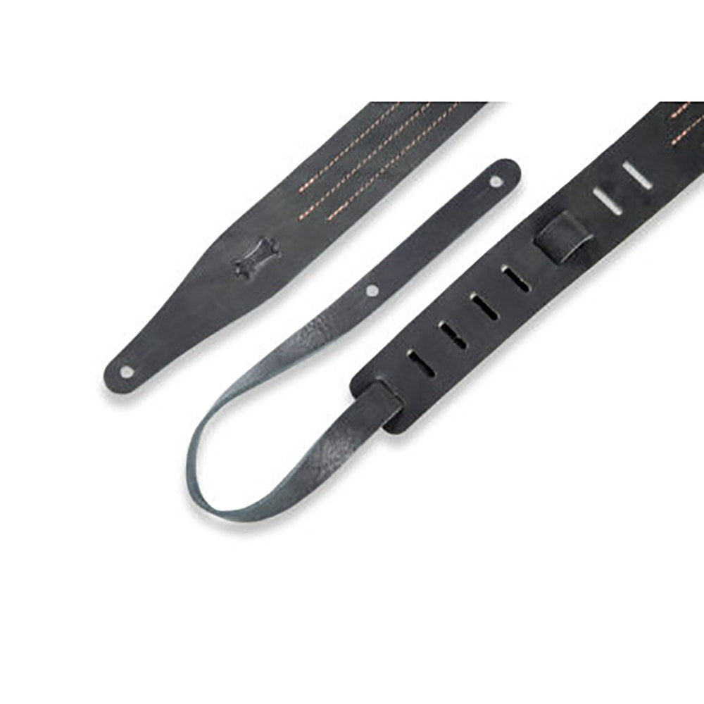 Levy's Leathers MV217TS-BLK-BRN Classics Series Triple Stitch Contrast Guitar Bass Strap, Black and Brown