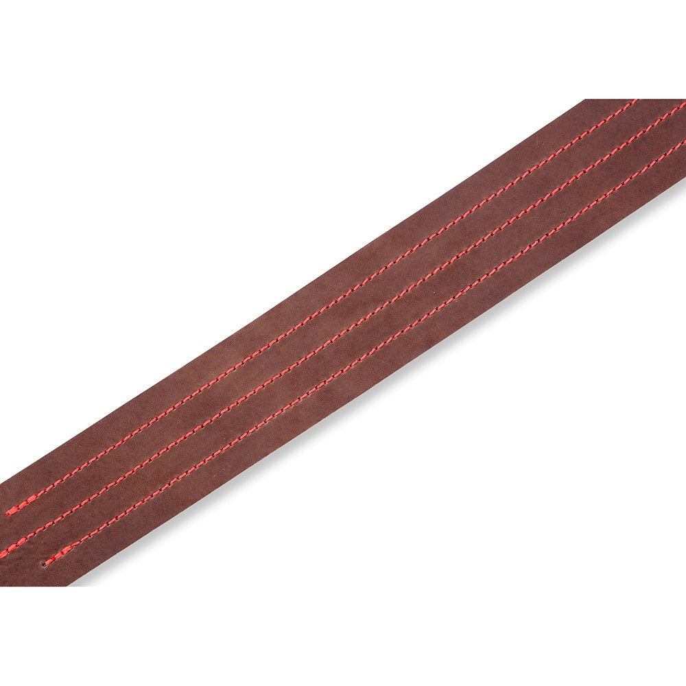 Levy's Leathers MV217TS-BRN-RED Classics Series Triple Stitch Contrast Guitar Strap