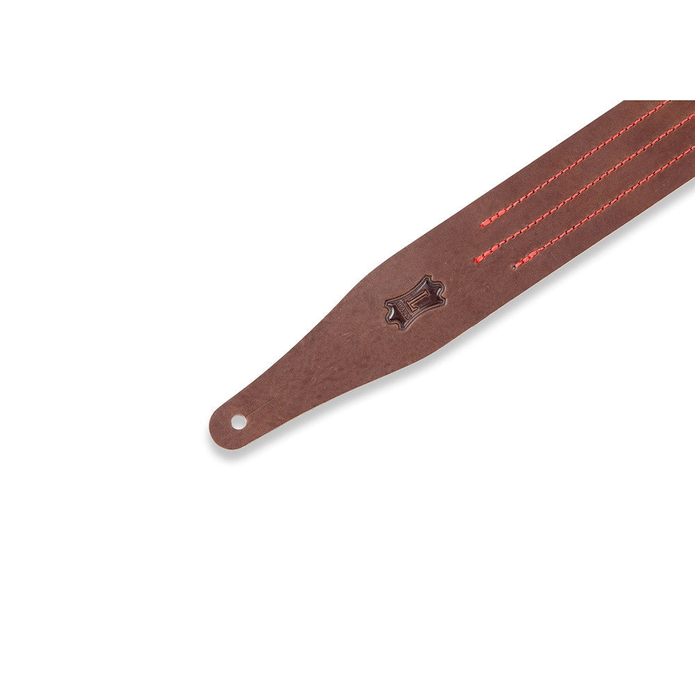 Levy's Leathers MV217TS-BRN-RED Classics Series Triple Stitch Contrast Guitar Strap