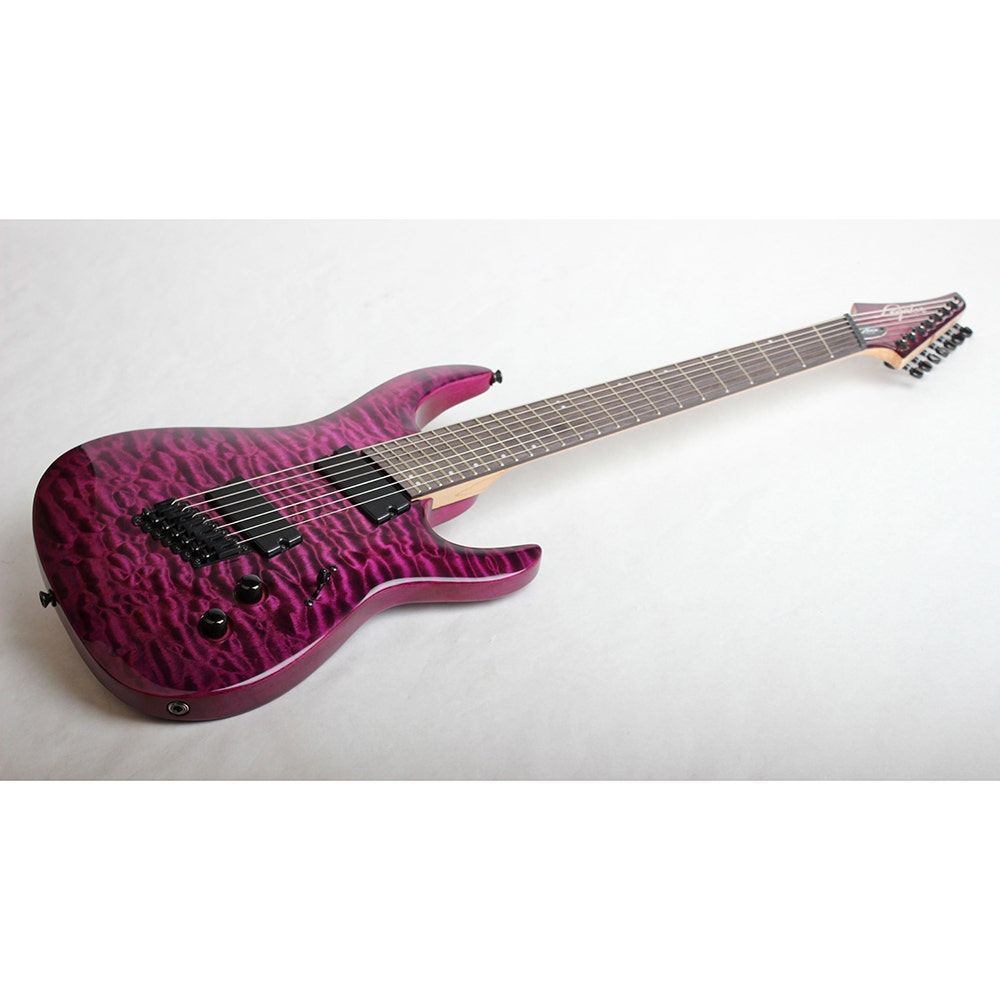 Legator Ninja 200-SE Fanned Fret 7-String Quilted Maple Top Electric Guitar - Purple Burst