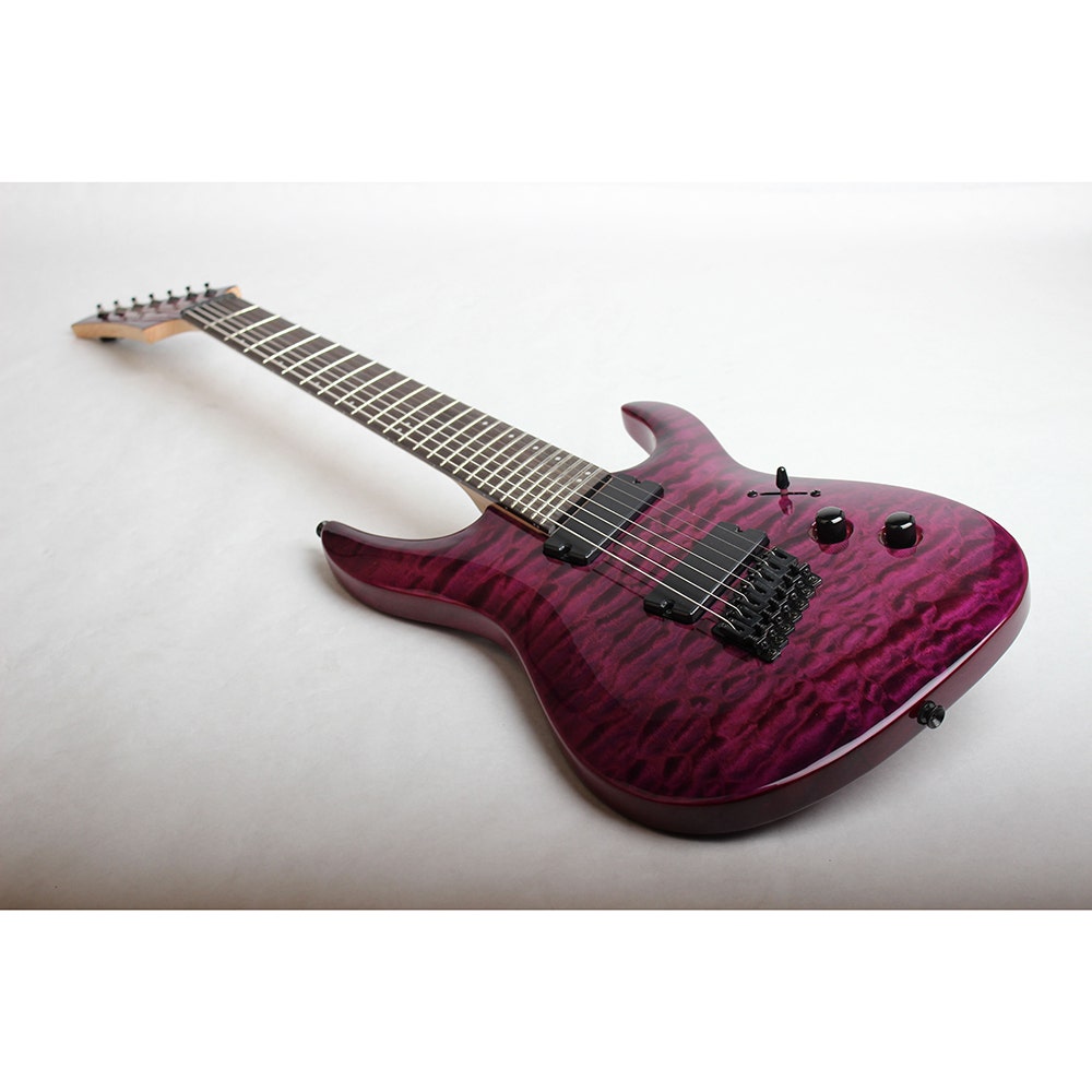 Legator Ninja 200-SE Fanned Fret 7-String Quilted Maple Top Electric Guitar - Purple Burst