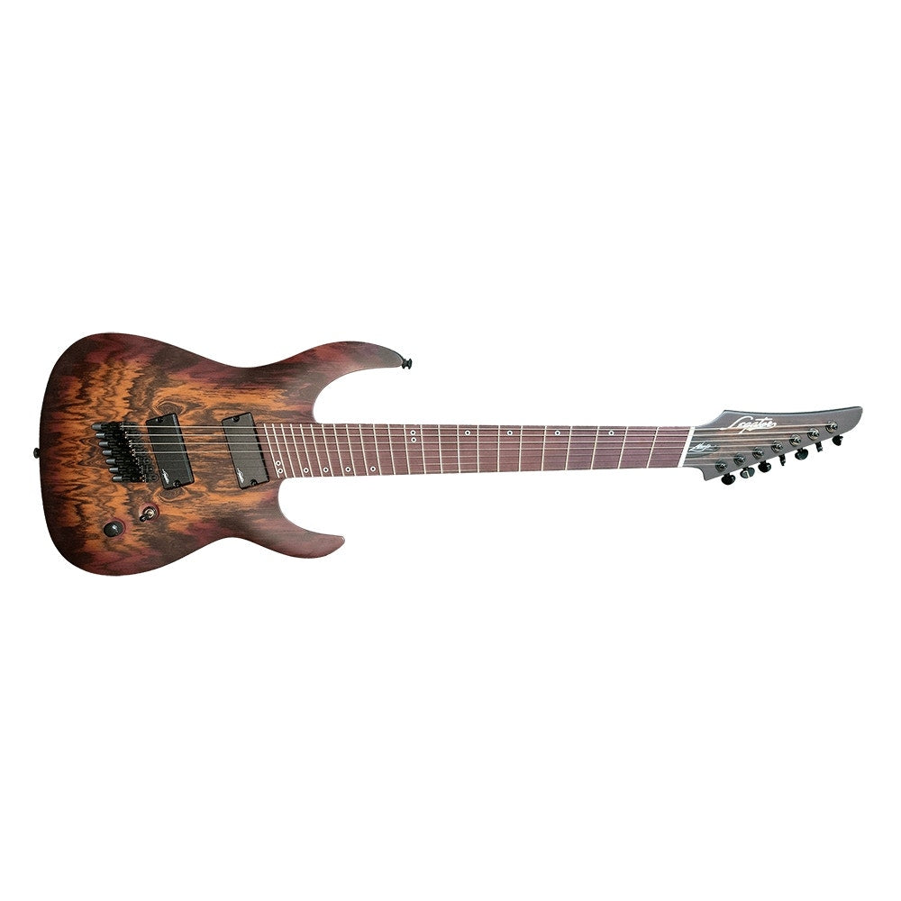 Legator Ninja Performance NRF7P Multi-Scale 7-String Electric Guitar, Purple Heart Fingerboard - Satin Purple Bocote Burst