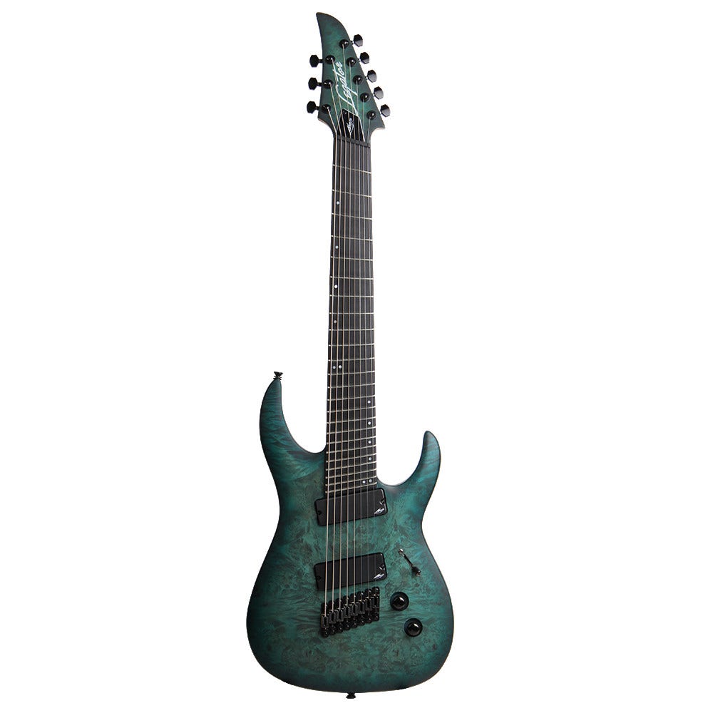 Legator Ninja 8-String Pro Fanned Fret Electric Guitar - Trans Teal Burl