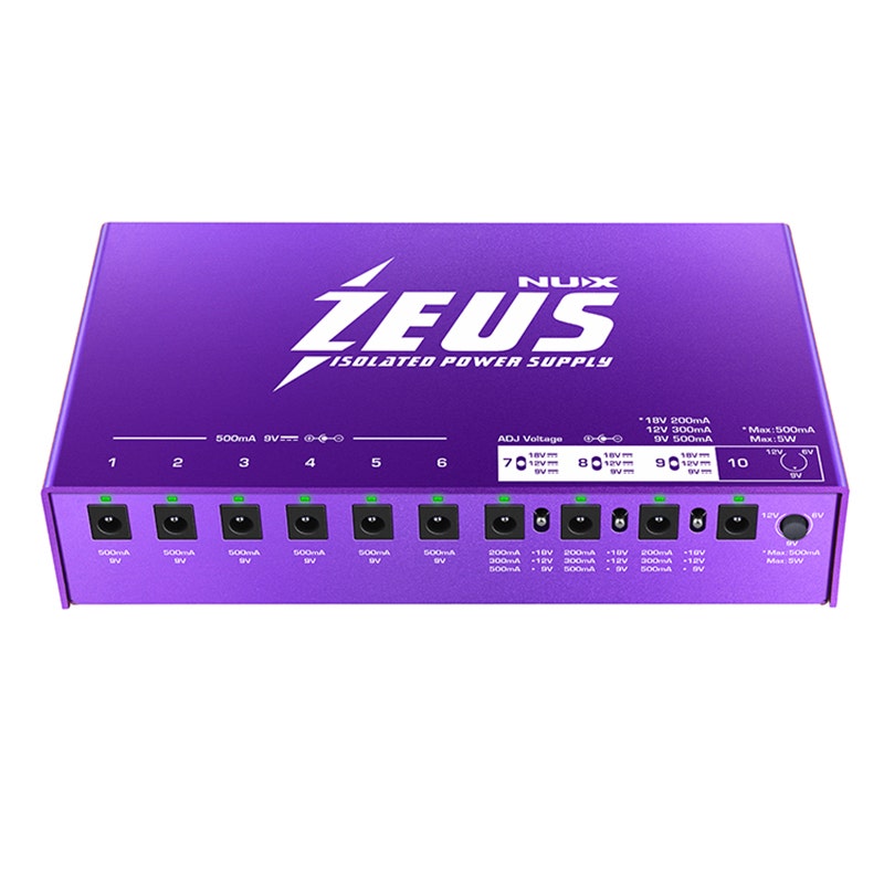 NUX Zeus 10-Output High-Current Isolated Guitar Pedal Pedalboard Power Supply