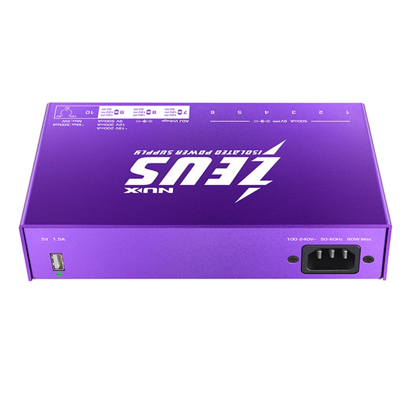 NUX Zeus 10-Output High-Current Isolated Guitar Pedal Pedalboard Power Supply