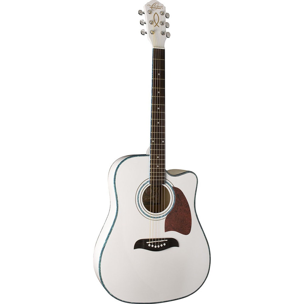Oscar Schmidt OG2CE Dreadnought Cutaway Acoustic Electric Guitar - White