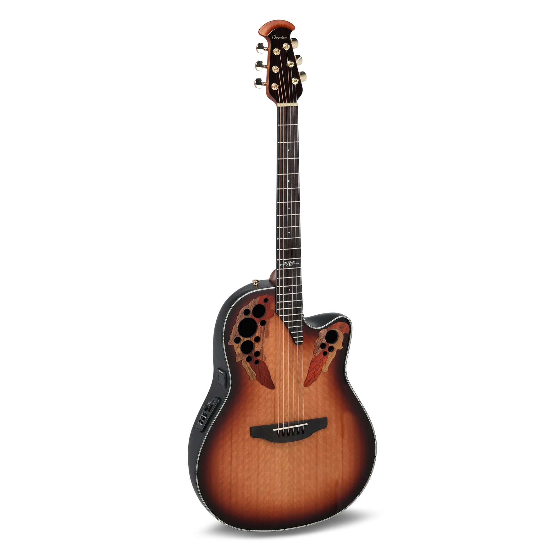Ovation Limited Edition Celebrity Elite Plus Exotic Acoustic-Electric Guitar, Flamed Eucalyptus, Sunburst